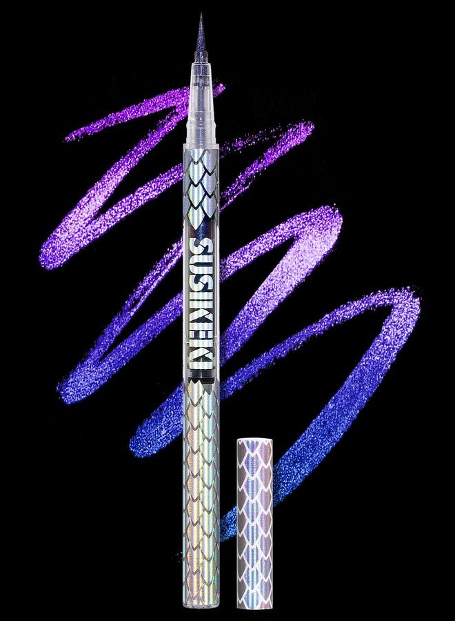 SUSIKEKI Chameleon Liquid Eyeliner, Blue Purple Metallic Color Shifting Shimmery Eye Liner, Duo-color Waterproof Long Lasting Glitter Eye Makeup Pen Eyeliners (Twilight Iris) - Image 1